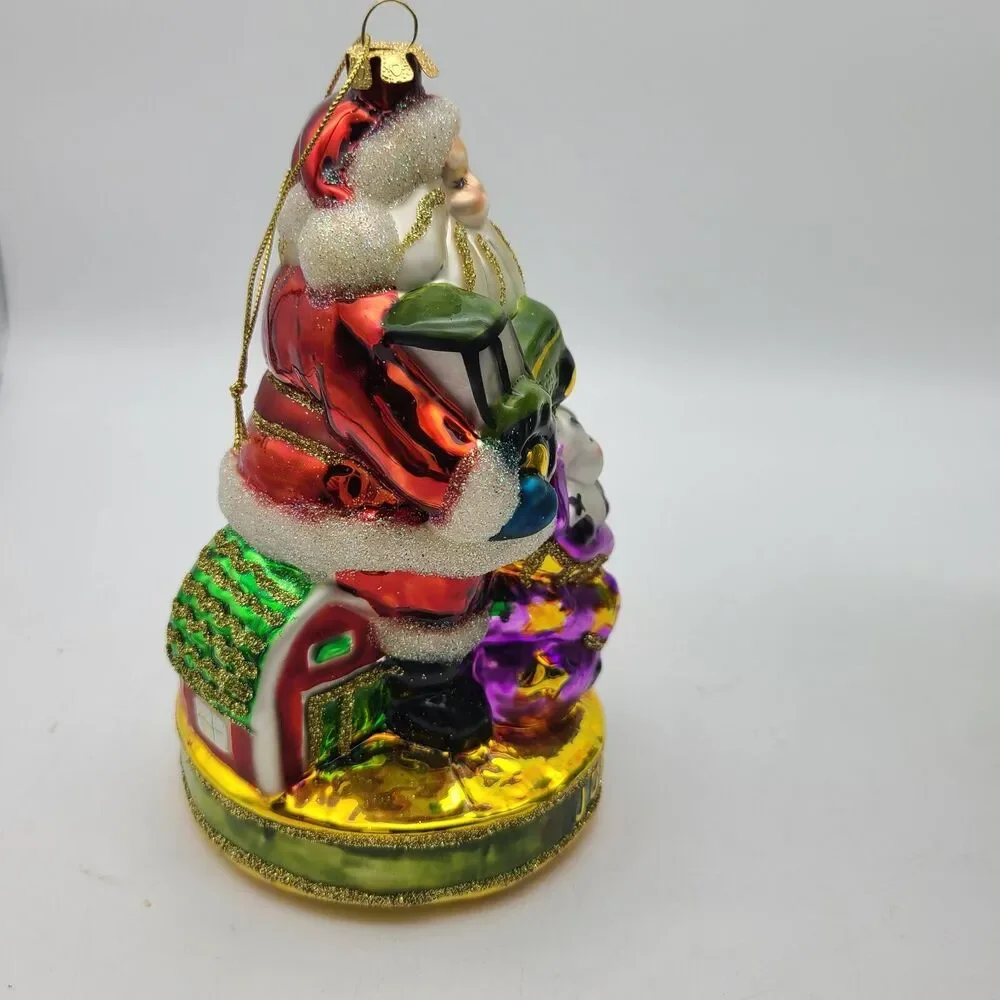 John Deere & Cobane Studio Santa's Joy handmade-painted glass Ornament limited
